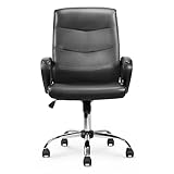 Aivermeil Bürostühle Chefsessel Drehstuhl ComputerstuhlSchreibtischstuhl ergonomisch Bürosessel höhenverstellbar, Drehbar, Kunstleder, und Wippfunktion, Drehstuhl mit Rollen Schwarz