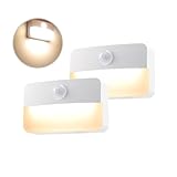 da LIGHT Nachtlicht mit Bewegungsmelder innen Batterie, 2 Stück LED Treppenbeleuchtung, Schranklicht Auto EIN/AUS, Sensor Licht 3000K Warmweiß für Flur, Schlafzimmer, Küchen