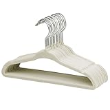 ManGotree Baby Samt Kleiderbügel für Säuglinge und Kleinkinder, 28cm Kinder Größe, 360 Grad Drehbar, Ultradünnes und Rutschfestes Design, 15 Stück (Creme)
