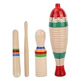 BESTonZON 2 Sätze Holz Guiro Percussion Teilig für Stabiles Anfänger Musikinstrument mit Schlägel Pädagogisches Schlagzeugspielzeug für Junge Mädchen Langlebig und Sicher aus Holz