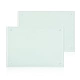 Schneidebrett Glas, 28x20cm Kratzfest Schneidbrett, 2 Stück Gehärtetem Schneidebrett mit Rutschfesten Silikonfüßen, Hitzebestädig Glasplatte Ideal für Küchenarbeitsplatte oder TischSchneidebrett (A)