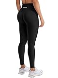 YEOREO Damen Sport Leggings Invisible Scrunch Butt Gym Leggings Hoch Taille Yoga Legging Booty Workout Leggings Booty Lifting Po Push Up Gym Sporthose Schwarz M