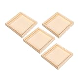 MUELODSIC 4 Stück Holz Serviertablett aus Unbedenklichem Holz Sortierschalen und Aufbewahrungstabletts für 3D Puzzle Kinderzimmer Organizer für Karten