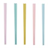 5 Paar Fiberglas Essstäbchen, Buntes Wiederverwendbar Essstäbchen Spülmaschinenfeste Rutschfeste Chopsticks Glasfaser-Essstäbchen