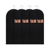Kleidersack, 4 Stück Anzug Schwarz 60 x 120 cm Reise Mit Reißverschluss Schutz Faltbar Vor Staub Motten Schaden Lang für Die Aufbewahrung