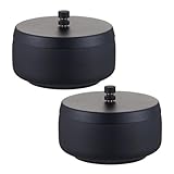 TOGEVAL Winddichter Aschenbecher aus Edelstahl mit Deckel 2 Stück Runder Metall Aschenbecher 8,8x8,8x7cm Robuster Tragbarer Rauchaschenbecher für Büro Zuhause und Outdoor