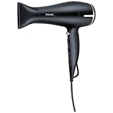 Beurer 591.32 HC 60 Ionen Haartrockner mit Berührungssensor, 2000 Watt, mit Stylingdüse und Volumendiffusor, 27, Schwarz