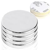 MIN CI 20x3mm Neodym Magnete Extra Stark, 4 Stück Starker Magnete zum Klein Runde Magnet Flach Selbstklebend Magnete Kleben Magneten für Magnettafel Whiteboard Kühlschrank Magnete