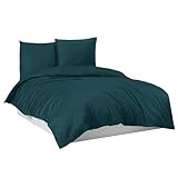 Mixibaby Flanell Feinbiber-Bettwäsche aus 100% Baumwolle - 4 Größen, Größe:155 x 220 cm, Farbe:Petrol