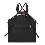 Werkstattschürze – verstellbares Werkzeug, Küche, wasserdichtes Zubehör, Segeltuch-Schürze mit Tasche, gekreuzte Rückengurte, für Männer und Frauen, Tischler, Holzarbeiter, Küche, Kochen, Koch