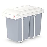 Hailo Multi-Box duo L Einbau-Mülltrennsystem - Doppelmülleimer, 2 x 14 Liter - mit ausziehbaren Inneneimern - 2-fach Abfalltrennsystem für die Küche - cremeweiß