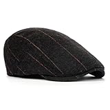 DOINEUFL Schiebermütze Herren Winter Verstellbar, Klassische Flatcap Schirmmütze Aus Wolle, Elegante Baskenmütze Herren Für Freizeit Outdoor 55-59cm (DE/NL/SE/PL, Numerisch, 55, 59, Schwarz)