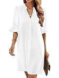 Famulily Damen Hemd Kleider Casual Party Kleider Sundress Midi Kleider Boho Kleid für Frauen Sommer Weiß M