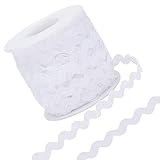GORGECRAFT 25m Rick Rack Trim Ribbon Wave Nähen Biegen Fransen Trim 5mm Zackenlitze Zick-Zack-Band Zum Nähen S Form Wellenförmiges von Blumen Machen Hochzeit Spitzenband Handwerk (Weiß)