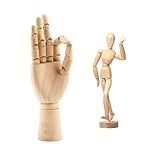 Qeunrtiy 8-Künstler-Zeichnungsfigur Puppe Menschliche Zeichenpuppe Holzfarbe 12-Holzfinger-Rechte Hand-Puppe zum Zeichnen, Malen, Skizzieren