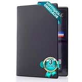 Festland DESIGN® Fahrzeugschein Hülle für KFZ-Schein 3 Fächer, Führerschein Hülle, Ausweishülle, Kartenetui Mappe für Zulassungspapiere, PVC Schutzhülle Zulassungsschein, Auto Zubehör, schwarz