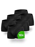 Kemes Boxershorts Herren 10 Pack Baumwolle schwarz Unterhosen atmungsaktiv Unterwäsche Herren | Größe XL