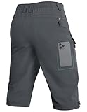 Moosehill 3/4 Kurze-Hosen-Herren-Cargo-Shorts-Bermuda Outdoor 6 Taschen Leichte Wasserdicht Cargohose Wanderhose Arbeithose Männer Kurz MTB Fahrrad Sport Sommer Activewear-Shorts (dunkelgrau,L)