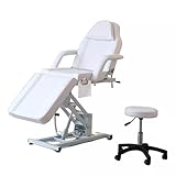 LSLIFE Elektrische Massageliege Kosmetikliege mit Hocker Verstellbare 3-teilige Massageliege Salon elektrisch Massage Abnehmbare Armlehnen Kopfstütz für Salon, Tattoo Gesichtsbehandlung SPA (Weiß)