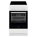 AEG Standherd mit Glaskeramik-Kochfeld, 50cm, A, Schnellaufheizen, Grillfunktion, Weiß, CCB50090BW