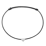 Selfmade Jewelry - Fusskettchen für Damen, Fußkette Damen Herz Silber, Schwarz, Größenverstellbar, Handgefertigt in Deutschland, Fussbändchen Damen