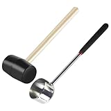 Toyvian Edelstahl Kokosnussöffner Satz mit Gummihammer und Holzgriff Praktisches Küchenwerkzeug zum Öffnen von Kokosnussschalen für Strand und Partygebrauch