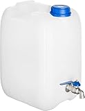 20 L Wasserkanister BPA-frei mit verzinkt Hahn, Weiss Farbe, Wasserbehälter Kanister Trinkwasserkanister