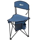 Portal Klapphocker Faltbar mit Rückenlehne Dreibeinhocker Ultraleicht Tragbarer Angelstuhl 78cm Hoch 102KG Belastbar Campinghocker mit Seitentasche für Angeln Camping Wandern Blau
