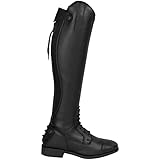 RL24 - Winter Reitstiefel für Damen Calgary – warme Damenstiefel zum Reiten – Stiefel aus Kunstleder mit Teddyfell & Reißverschluss – Winterstiefel in schwarz – Gr. 41 lang/weit