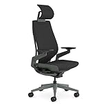 Steelcase Gesture Ergonomischer Bürostuhl mit 360° Armlehnen, 3D-Live Back Lumbalstütze, anpassbarer Kopfstütze Onyx Schwarz