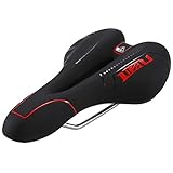 Janmobrian Fahrradsattel,Fahrrad Sattel Fahrrad-Sattel-weiches bequemer Breathable Kissen MTB Mountainbike-Sattel Skidproof Silikon Radfahren Sitz(Red)