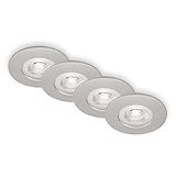 BRILONER Leuchten - 4er Set Einbauleuchten Decke, Dimmbar, LED Einbaulampen ultraflach, Einbaustrahler Bad, Badeinbaustrahler IP44, Chrom-Matt, 90x25 mm (DxH)