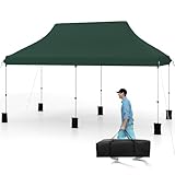 GOPLUS Pavillon 3x6m, Faltpavillon Pop up Pavillon wasserdicht stabil, Gartenpavillon höhenverstellbar mit Tragetasche, Partyzelt Gartenzelt Sonnenschutz für Outdoor Party Festival Hochzeit (Grün)