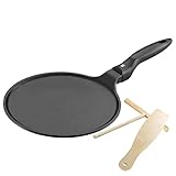WMF Devil Crepe Pfanne Induktion 27 cm, Crepes Pfanne, Pfannkuchenpfanne mit Teigverteiler und Holzschaufel, Aluguss beschichtet
