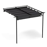 Blumfeldt Pergola: Pavillon 3x3 wasserdicht, stabil, Winterfest. Wandmontage. Stabiler pulverbeschichteter Stahlrahmen. Wetterfestes Polyesterdach mit PA-Beschichtung.