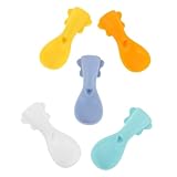 ZUNOXAZ 5 Stück Teiliges Löffel Einfache Einhandbedienung Hitzebeständig für Quetschbeutel Auslaufsichere Fütterung von Babybrei Farblich Sortiert Weiß Gelb Ocker Grün Blau