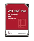 WD Red Plus interne Festplatte NAS 8 TB (3,5 Zoll, Workload-Rate 180 TB/Jahr, 5.640 U/min, 128 MB Cache, 185 MB/s Übertragungsrate, NASware-Firmware für Kompatibilität, 8 Bays) Rot