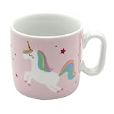 Dekohelden24 Kinder-Becher/Tasse mit Henkel/Einhorn/Spruch - Meine Glitzerwelt/H/Ø ca. 6,8 x 7,4 cm, Fassungsvermögen 150 ml, Porzellan.