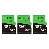 KEXIN Micro SD Karte 64GB 3er Pack, Speicherkarte Micro SD mit Adapter, UHS-I, U1, A1, C10 Microsdxc SD Karte 64 GB für Kamera, Smartphone, Monitor