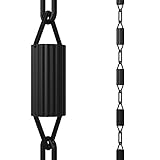 Manicotti Rain Chains Direct, Wasserablaufkette, langlebiges, schwarzes, pulverbeschichtetes Aluminium, Premium-Wasserablaufkette für Dachrinnen, 2,6 m