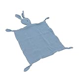 Dilwe Baby-Schmusedecke, Dunkelblaues Häschen-Design, Bequemes Handtuch, Plüsch, 28 X 28 cm