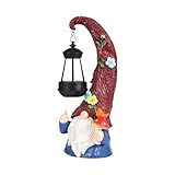 Gartenzwerge, Gartendekoration aus Kunstharz, mit Laterne, Outdoor-Figuren für Hof, Terrasse, Tür, Gehweg, Hinterhof, Pool