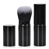 2 Stück Pinsel Make-up Einziehbarer, Einziehbar Puderpinsel Einziehbar, Make-up Puderpinsel mit Abdeckung, Puder Grundierungspinsel für Rouge, Polieren, Highlighter Flawless Powder Cosmetics (Schwarz)