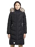 khujo Damen Mantel LUBECK LONG5 Knielang warm wattiert Kapuze Kunstfell Zwei-Wege-Reißverschluss