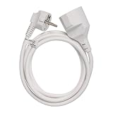 feletec Verlängerungskabel 2m weiß für Innenbereich mit Winkelstecker 16A 230V 3680W