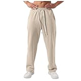 Ruamilyy Jogginghose Herren Weites Bein Trainingshose mit Taschen Elastische Taille Freizeithose aus Baumwolle Einfarbig Weich Fitness Sporthose Männer Baggy Sweatpants