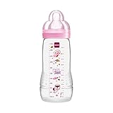 MAM Easy Active Trinkflasche (330 ml), Baby Trinkflasche inklusive MAM Sauger Größe 2 aus SkinSoft Silikon, Milchflasche mit ergonomischer Form, 4+ Monate, Weltall