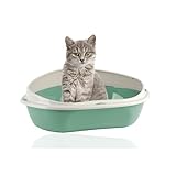 Rohrschneider Eckiges Katzenklo | Katzentoilette für große Katzen | Katzenklo mit hohem Rand | platzsparende Ecktoilette Katze | Katzenklo in modernen Design | Katzentoilette groß (Grün)