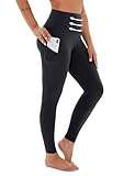 Viconow Kompressions-Leggings für Damen mit Taschen, Bauchkontrolle, hohe Taille, Übergröße, Shapewear, Yogahose (S-3XL), Schwarz, XX-Large