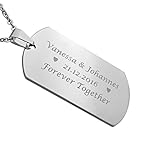 Hanessa Personalisierte Kette mit Gravur Edelstahl 50 cm mit Anhänger Dog Tag einseitig in silber - Personalisierte Halskette für Männer und Frauen - Personalisierter Schmuck Damen Herren